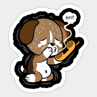 Puppy Calls For Help Sticker